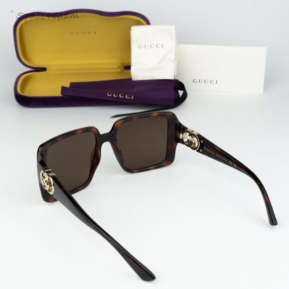 BRAND NEW Gucci GG1692S 002 Havana Brown Square Women Sunglasses GG 1692S - Picture 9 of 10